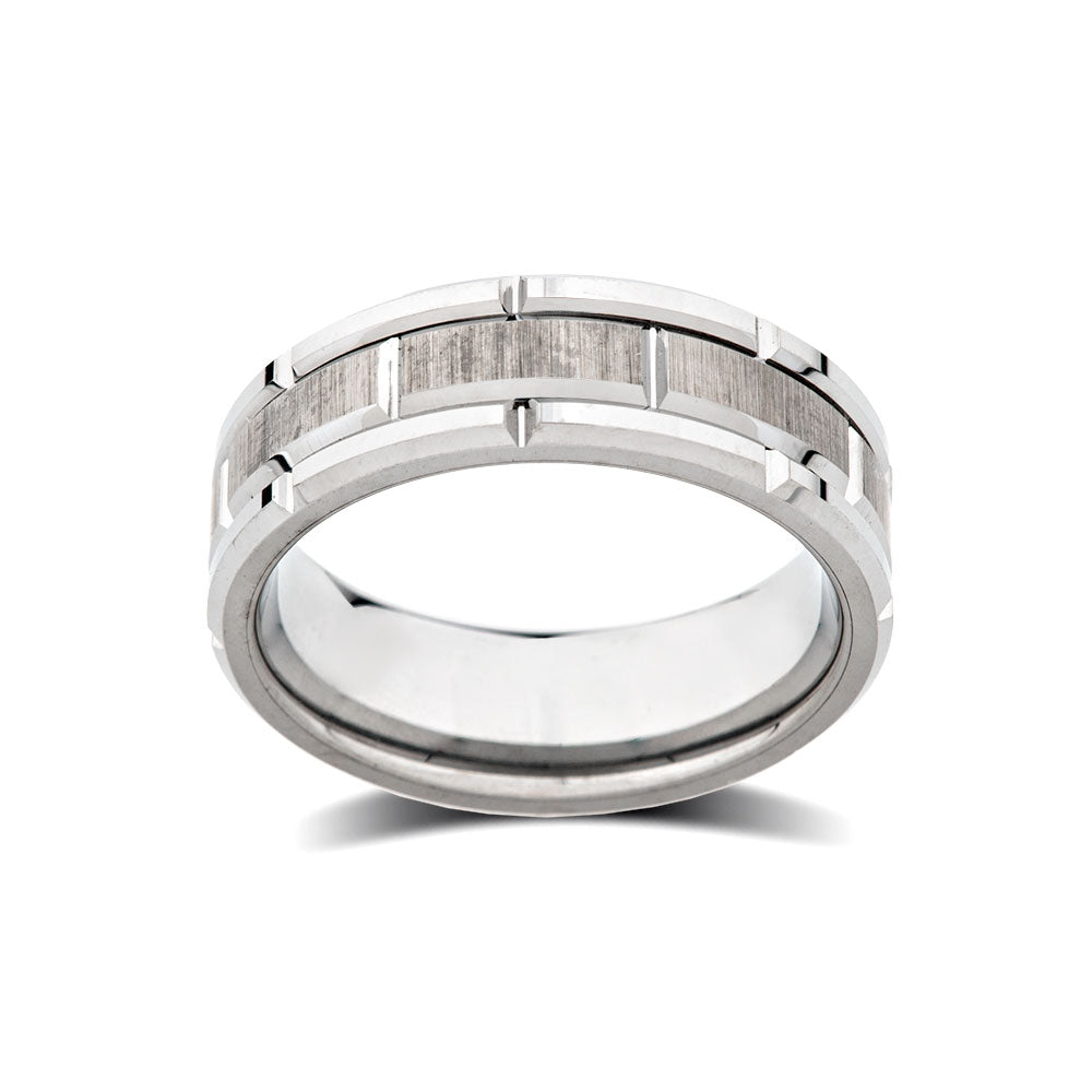 Mens Wdding Ring - Gray Brushed Tungsten Ring - Oyster Band- Gunmetal - 8mm - Engagement Ring - LUXURY BANDS LA
