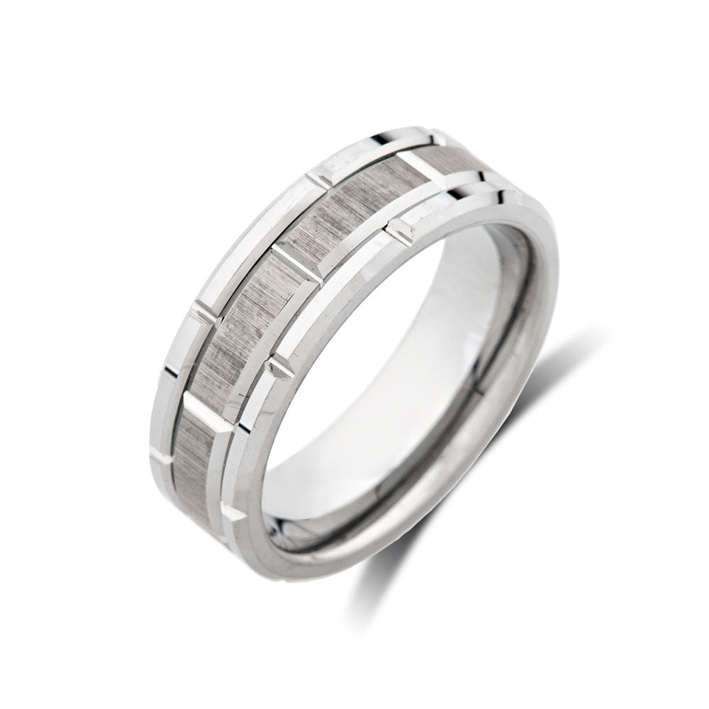 Mens Wdding Ring - Gray Brushed Tungsten Ring - Oyster Band- Gunmetal - 8mm - Engagement Ring - LUXURY BANDS LA
