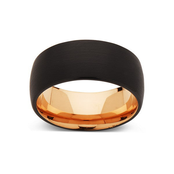 Rose Gold Tungsten Wedding Band - Black Brushed Ring - 10mm Ring - Unique Engagment Band - Comfor Fit - LUXURY BANDS LA