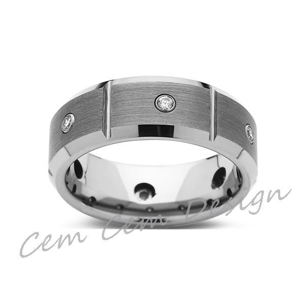 8mm,Mens,Diamond Engagement Ring,White Gold,Tungsten Wedding Band,Tungsten Ring,Comfort Fit - LUXURY BANDS LA
