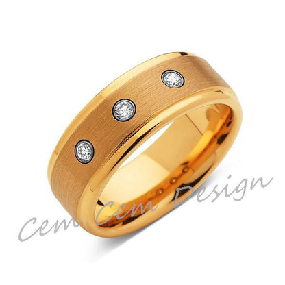 8mm,Mens,Diamond Engagement Ring,Yellow Gold,Tungsten Wedding Band,Yellow,Tungsten Ring,Comfort Fit - LUXURY BANDS LA