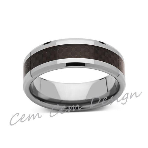 8mm,Unique,Black Carbon Fiber Ring,Tungsten Ring,Wedding Band,Unisex,Comfort Fit - LUXURY BANDS LA