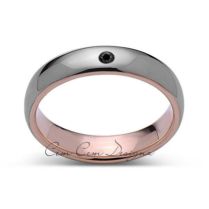 5mm,Unisex,Black Diamond,Gray,Rose Gold,Tungsten Ring,Rose Gold,Wedding Band,Comfort Fit - LUXURY BANDS LA
