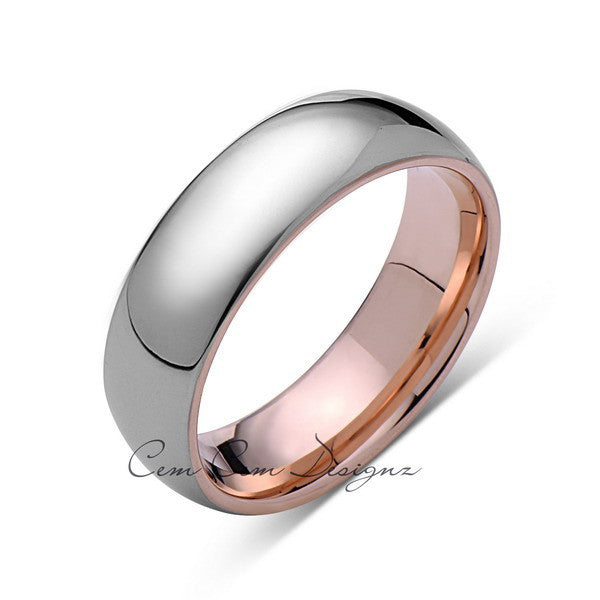 7mm,Unique,High Polish,Rose Gold,Tungsten Ring,Wedding Band,His and Hers - LUXURY BANDS LA