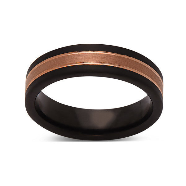 Rose Gold Tungsten Wedding Band - Black Brushed Tungsten Ring - 6mm - Mens Ring - Tungsten Carbide - Engagement Band - Comfort Fit - LUXURY BANDS LA