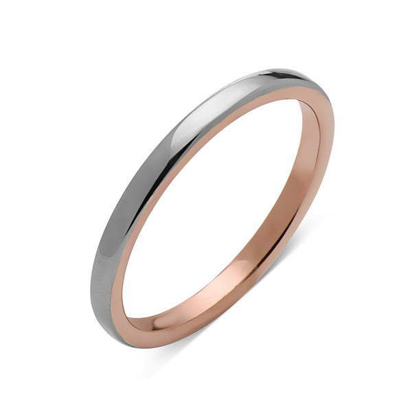 Rose Gold Tungsten Wedding Band - Gray High Polish Ring - 2mm Bridal Band - Engagement Ring - Bridal Band - LUXURY BANDS LA