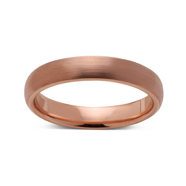Rose Gold Tungsten Wedding Band - Rose Gold Brushed Ring - 4mm Bridal Band - Engagement Ring - LUXURY BANDS LA