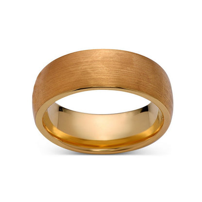 Yellow Gold Brushed -  Tungsten Wedding Band - Brushed Ring - 8mm Mens Band - Engagement Ring - Unisex - Tungsten Band - LUXURY BANDS LA