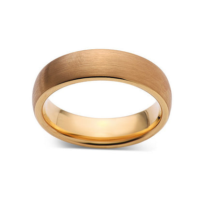 Yellow Gold Brushed -  Tungsten Wedding Band - Brushed Ring - 6mm Bridal Band - Engagement Ring - Unisex - Tungsten Band - LUXURY BANDS LA