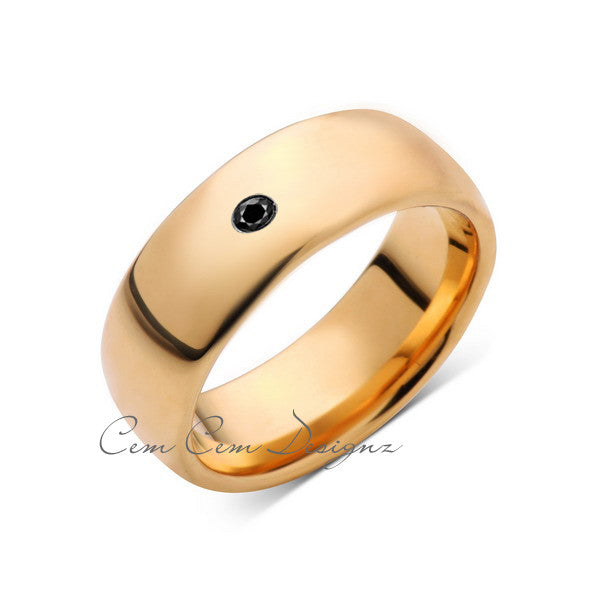 8mm,Mens,Black Diamond,Yellow Gold,Tungsten Ring,Yellow Gold,Wedding Band,Comfort Fit - LUXURY BANDS LA