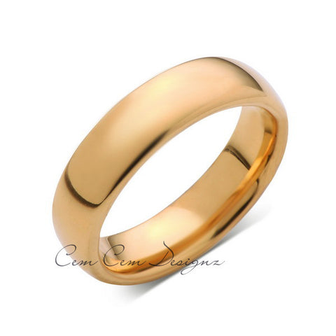 Yellow Gold Tungsten Band - High Polish Ring - 6mm Band - Engagement Ring - Unisex - Tungsten Band - LUXURY BANDS LA