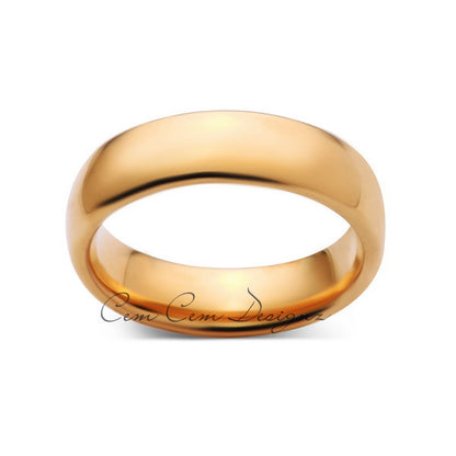 Yellow Gold Tungsten Band - High Polish Ring - 6mm Band - Engagement Ring - Unisex - Tungsten Band - LUXURY BANDS LA