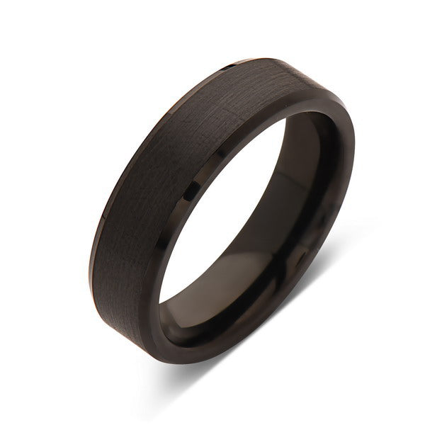 Black Tungsten Wedding Band - Brushed Black Ring - 6mm- Mens Ring - Tungsten Carbide- Engagement Band - Comfort Fit - LUXURY BANDS LA