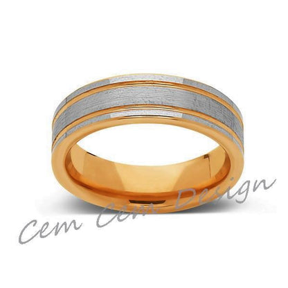 6mm,New,Unique,High Polish,Brushed,Rose Gold,Tungsten Ring,Wedding Band,Mens,Comfort Fit - LUXURY BANDS LA