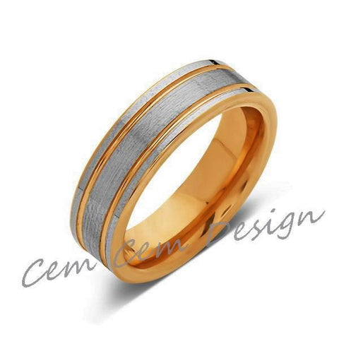 6mm,New,Unique,High Polish,Brushed,Rose Gold,Tungsten Ring,Wedding Band,Mens,Comfort Fit - LUXURY BANDS LA