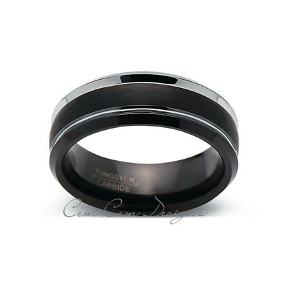 8mm,New,Unique,Black Brushed,Tungsten Rings,Wedding Band,Matching band,Comfort Fit - LUXURY BANDS LA