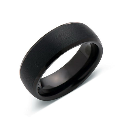 Black Tungsten Wedding Band - Brushed Black Ring - 8MM - Mens Ring - Dome - Tungsten Carbide- Engagement Band - Comfort Fit - LUXURY BANDS LA
