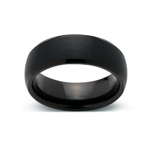 Black Tungsten Wedding Band - Brushed Black Ring - 8MM - Mens Ring - Dome - Tungsten Carbide- Engagement Band - Comfort Fit - LUXURY BANDS LA