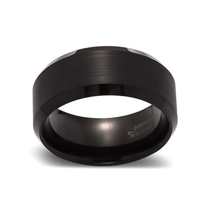 Black Tungsten Wedding Band - Brushed Black Ring - 10mm- Mens Ring - Tungsten Carbide- Engagement Band - Comfort Fit - LUXURY BANDS LA