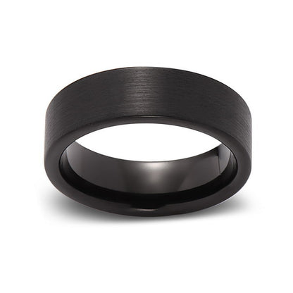 Black Tungsten Wedding Band - Brushed Black Ring - 7MM - Pipe Cut- Unisex Ring - Tungsten Carbide- Engagement Band - Comfort Fit - LUXURY BANDS LA