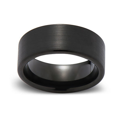 Black Tungsten Wedding Band - Brushed Black Ring - 9MM - Pipe Cut- Unisex Ring - Tungsten Carbide- Engagement Band - Comfort Fit - LUXURY BANDS LA