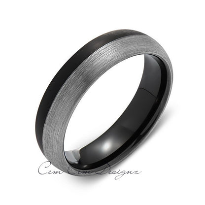 6mm,New,Unique,Black and Gray Gun Metal Brushed,Tungsten Rings,Wedding Band,Matching,Comfort Fit - LUXURY BANDS LA
