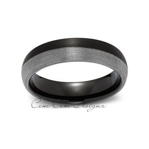 6mm,New,Unique,Black and Gray Gun Metal Brushed,Tungsten Rings,Wedding Band,Matching,Comfort Fit - LUXURY BANDS LA