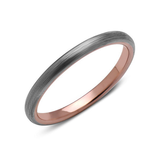 Rose Gold Tungsten Wedding Band - Gray Brushed Ring - 2mm Bridal Band - Engagement Ring - Bridal Band - LUXURY BANDS LA