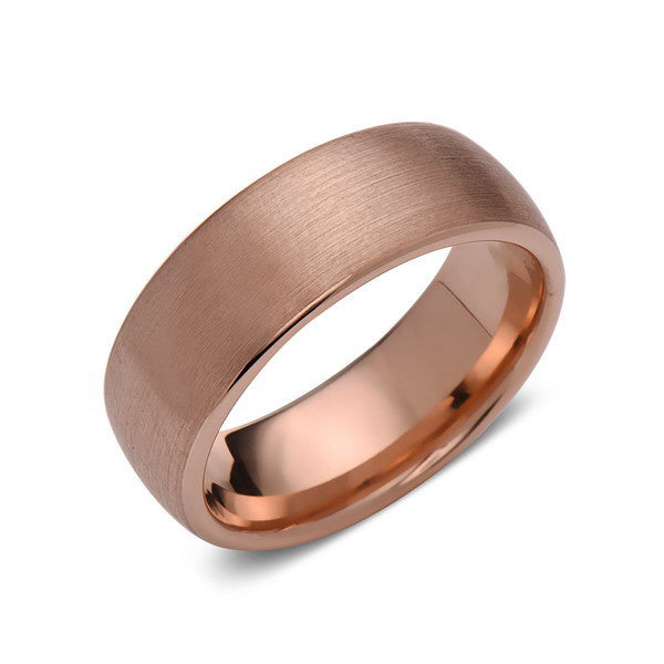 Rose Gold Tungsten Wedding Band - Brushed Rose Gold Tungsten Ring - 8mm - Mens Ring - Tungsten Carbide - Engagement Band - Comfort Fit - LUXURY BANDS LA