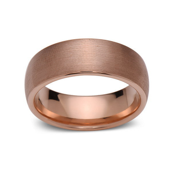 Rose Gold Tungsten Wedding Band - Brushed Rose Gold Tungsten Ring - 8mm - Mens Ring - Tungsten Carbide - Engagement Band - Comfort Fit - LUXURY BANDS LA