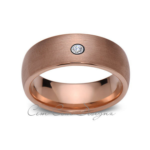 8mm,Mens,Diamond,Brushed,Rose Gold,Wedding Band,unique,Rose Gold,Tungsten Ring,Comfort Fit - LUXURY BANDS LA