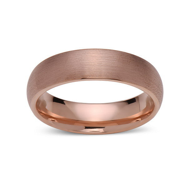 Rose Gold Tungsten Wedding Band - Engagement Ring - 6mm - Dome Shaped - Tungsten Carbide - Unique Jewelry - LUXURY BANDS LA