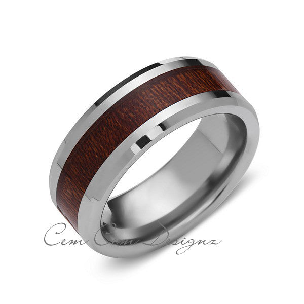 8mm,Unique,White Band,Koa Wood,Tungsten Koa wood,Wedding Band,wood inlay,Unisex,Comfort Fit - LUXURY BANDS LA