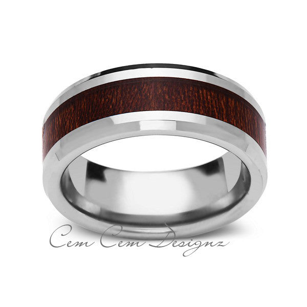 8mm,Unique,White Band,Koa Wood,Tungsten Koa wood,Wedding Band,wood inlay,Unisex,Comfort Fit - LUXURY BANDS LA