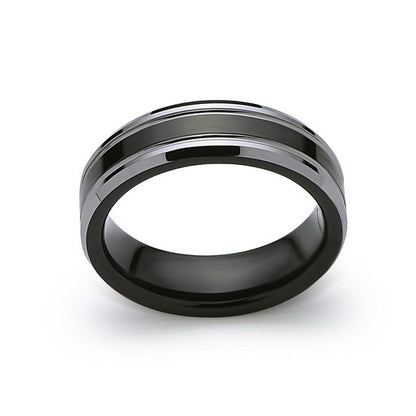 Black Tungsten Wedding Band - Black and Silver - 6MM - High Polish Ring - Mens Ring - LUXURY BANDS LA
