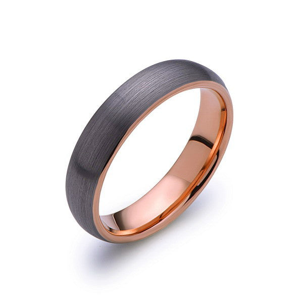 Rose Gold Tungsten Wedding Band - Gray Brushed Tungsten Ring - 6mm Dome - Mens Ring - Tungsten Carbide - Engagement Band - Comfort Fit - LUXURY BANDS LA