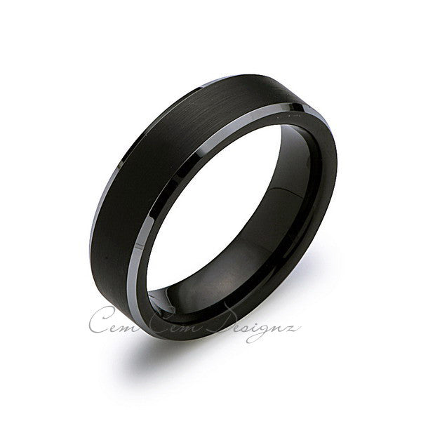 6mm,New,Unique,Black Satin Brushed,Tungsten Rings,Wedding Band,Matching,Comfort Fit - LUXURY BANDS LA