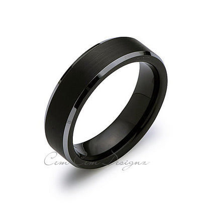 6mm,New,Unique,Black Satin Brushed,Tungsten Rings,Wedding Band,Matching,Comfort Fit - LUXURY BANDS LA