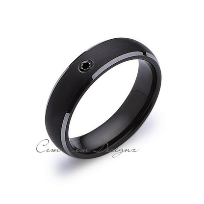 6mm,Black and Gray Tungsten,Black Diamond,Band,Gun Metal,Black Brushed,Tungsten Rings,Mens Wedding Band,Comfort Fit - LUXURY BANDS LA