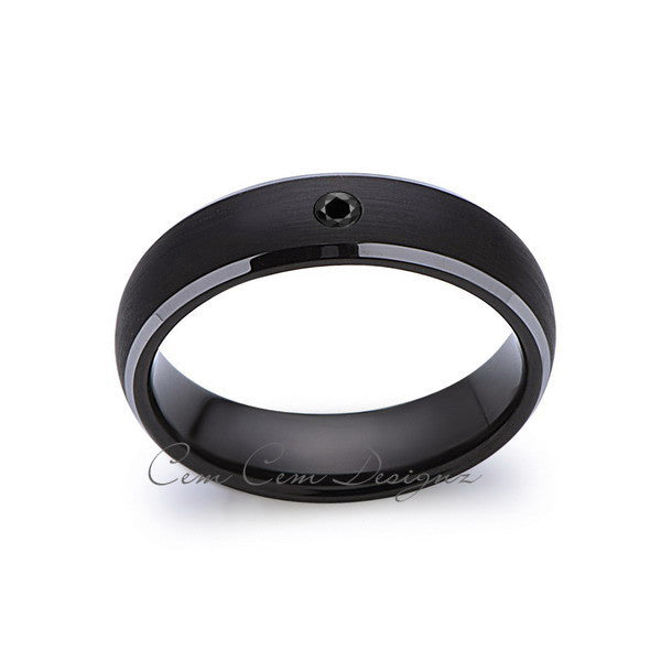6mm,Black and Gray Tungsten,Black Diamond,Band,Gun Metal,Black Brushed,Tungsten Rings,Mens Wedding Band,Comfort Fit - LUXURY BANDS LA