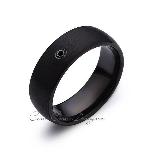 8mm,Black Tungsten,Black Diamond,Wedding Band,Gun Metal, Black Brushed,Tungsten Rings,Mens Wedding Band,Comfort Fit - LUXURY BANDS LA