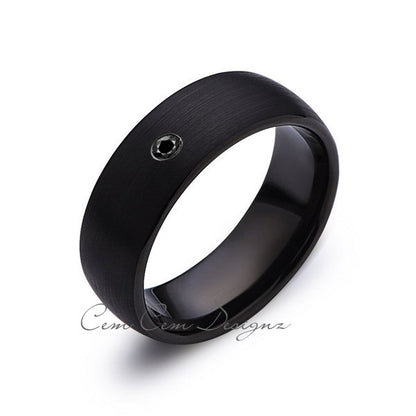 8mm,Black Tungsten,Black Diamond,Wedding Band,Gun Metal, Black Brushed,Tungsten Rings,Mens Wedding Band,Comfort Fit - LUXURY BANDS LA