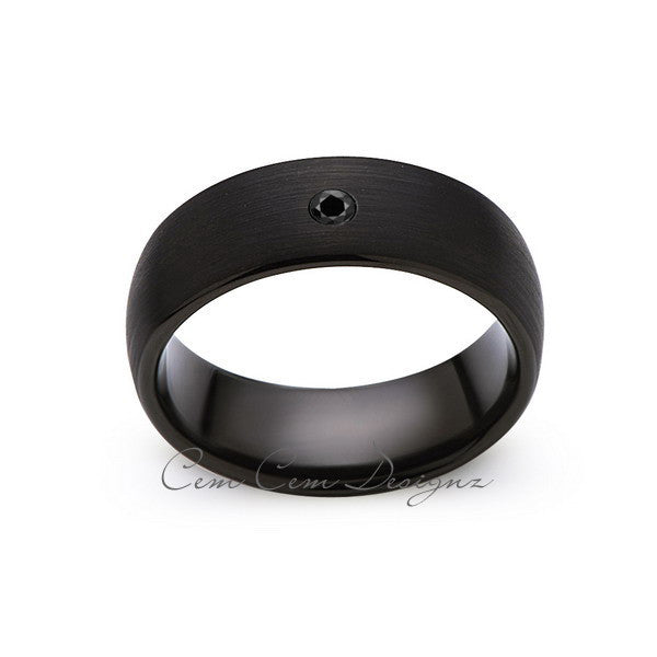 8mm,Black Tungsten,Black Diamond,Wedding Band,Gun Metal, Black Brushed,Tungsten Rings,Mens Wedding Band,Comfort Fit - LUXURY BANDS LA