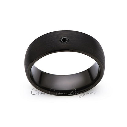 8mm,Black Tungsten,Black Diamond,Wedding Band,Gun Metal, Black Brushed,Tungsten Rings,Mens Wedding Band,Comfort Fit - LUXURY BANDS LA