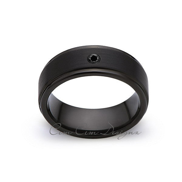 8mm,Black Diamond,Black Gun Metal Brushed,Tungsten Rings,Mens Wedding Band,Matching,Comfort Fit - LUXURY BANDS LA