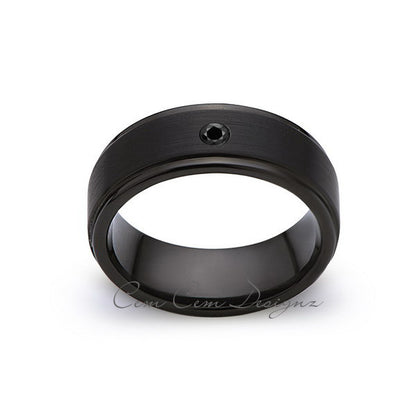 8mm,Black Diamond,Black Gun Metal Brushed,Tungsten Rings,Mens Wedding Band,Matching,Comfort Fit - LUXURY BANDS LA