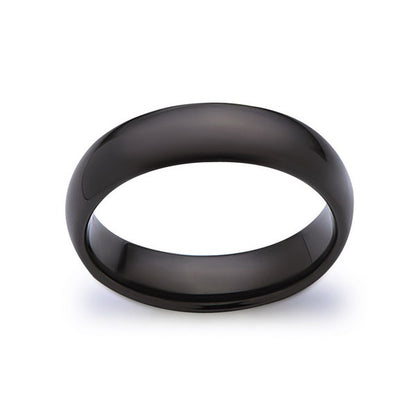 Black Tungsten Wedding Band - High Polish Black Ring - 6MM - Unisex Ring - Dome - Tungsten Carbide- Engagement Band - Comfort Fit - LUXURY BANDS LA