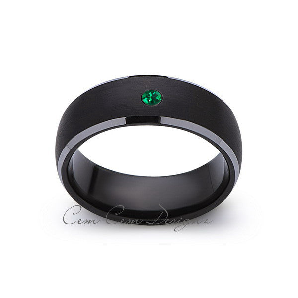 8mm,Black and Gray Tungsten,Green Emerald,Band,Gun Metal,Black Brushed,Tungsten Rings,Mens Wedding Band,Comfort Fit - LUXURY BANDS LA
