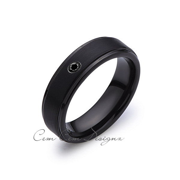 6mm,Black Diamond,Black Gun Metal Brushed,Tungsten Rings,Mens Wedding Band,Matching,Comfort Fit - LUXURY BANDS LA