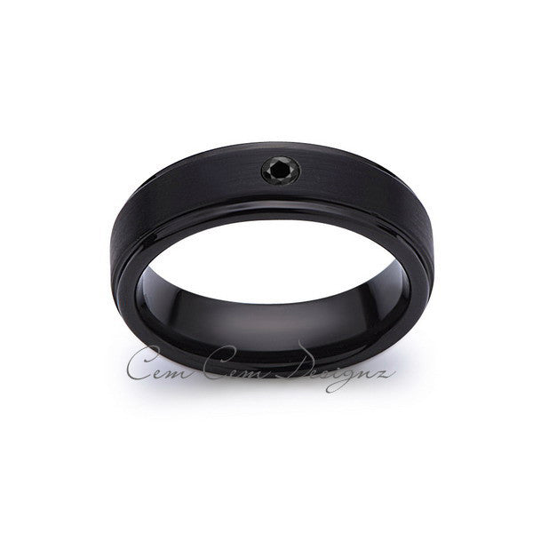 6mm,Black Diamond,Black Gun Metal Brushed,Tungsten Rings,Mens Wedding Band,Matching,Comfort Fit - LUXURY BANDS LA